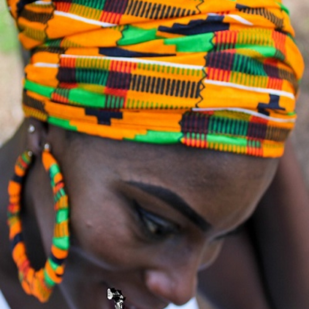 Earrings Only - XLarge African Kente - Picture 2 of 4